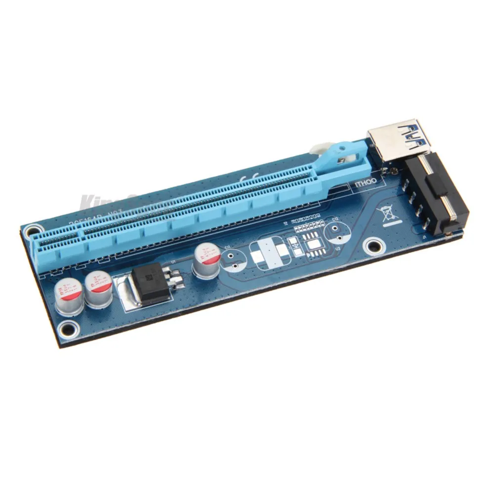 Левый интерфейс направления 60 см PCI-E PCI Express 1x к 16x Riser card USB3.0 удлинитель Кабель для