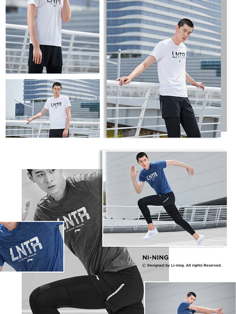 Li-Ning, мужская тренировочная серия, футболка, дышащая, 88% полиэфир, 12% спандекс, Стандартная посадка, подкладка, Спортивная футболка ATSP077 MTS3066