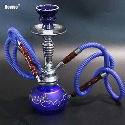 blue two hoses Восстанавливающий стеклянный наргиле кальян набор черный кальян полная керамическая чаша для курения chicha 28,5 см шланг для водопровода наргиле ваза для цветов C2 - Цвет: blue two hoses