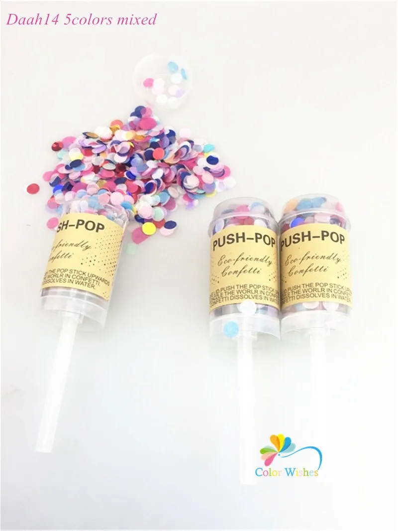 Daah14 1cm 5colors 10 шт./компл. круглый пуш-ап Confetti Poppers узурпирующего Maker для свадебного торжества и дня рождения бакалавра вечерние свадебные сувениры - Цвет: Daah14 1cm 5colors
