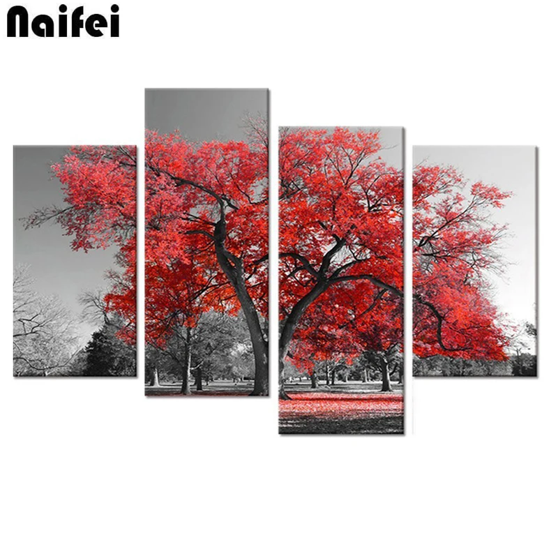 

5d Diamond embroidery full Show landscapered red tree needlework full square diamond diy mosaic natural scenery diamond painting