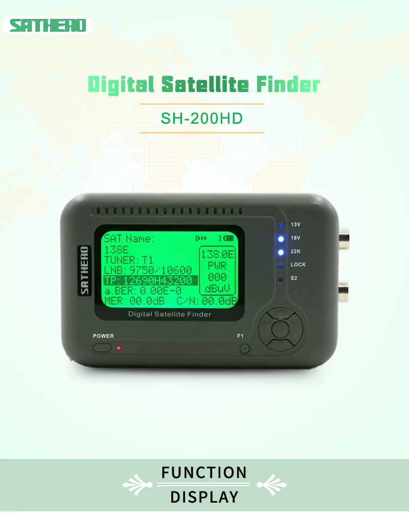 Sathero SH-200HD DVB-S2 finder спутниковый измеритель портативный высококачественный ТВ-сигнал HD satfinder bulit в емкости батареи