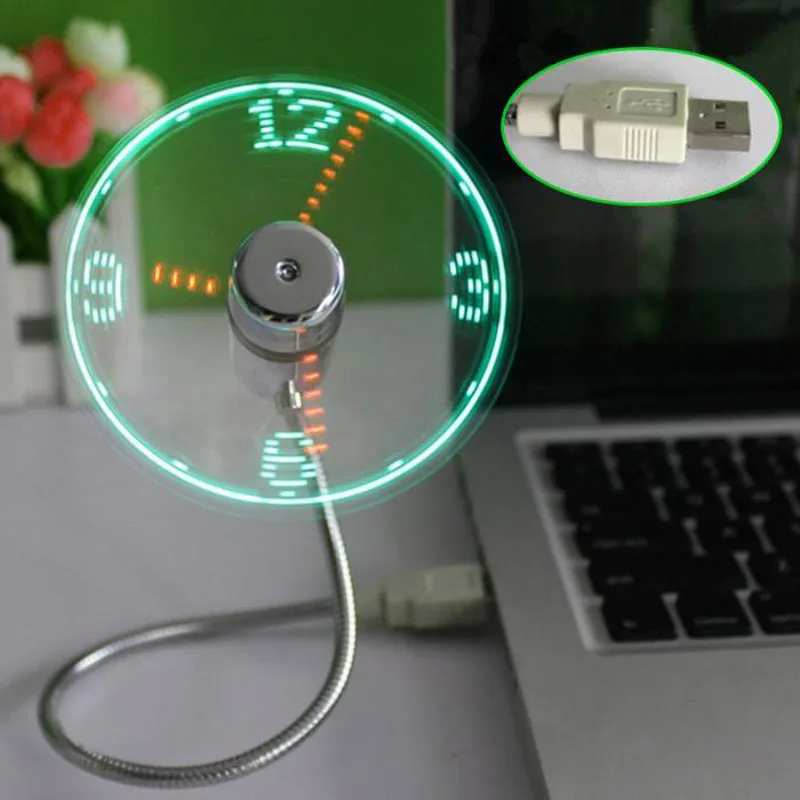 Креативные USB мини часы светодиодный светильник USB вентилятор время часы регулируемые настольные часы Портативный Гибкий крутой гаджет Отображение времени
