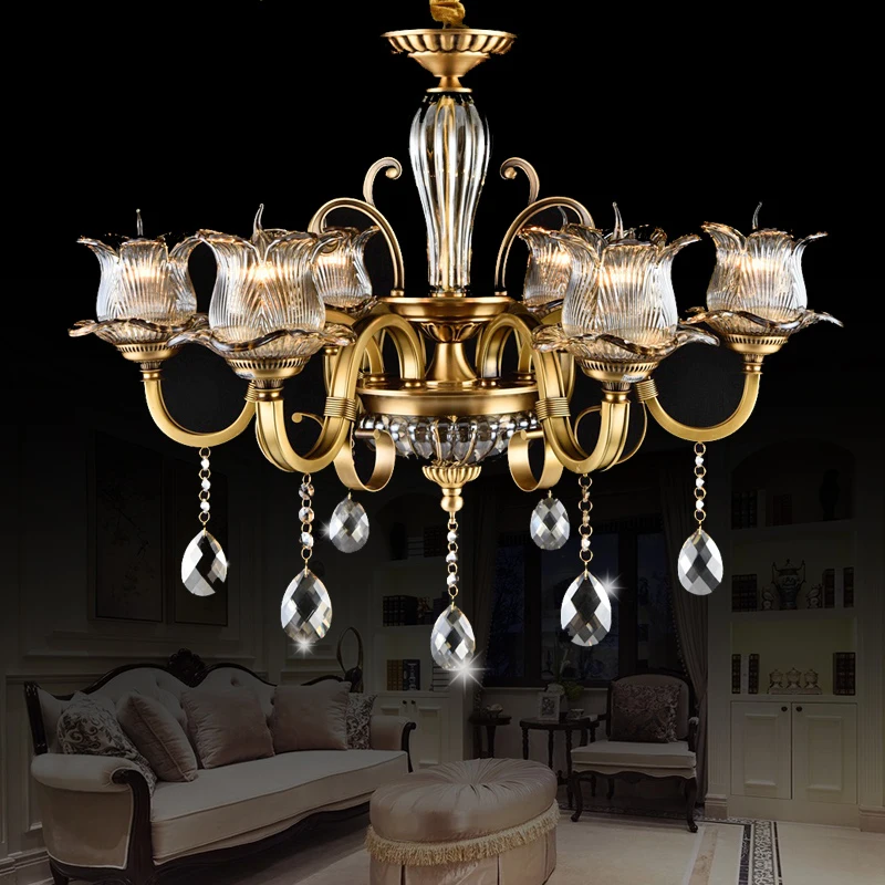 

copper chandeliers European style living room lights American restaurants chandeliers bedroom lights simple retro lamps