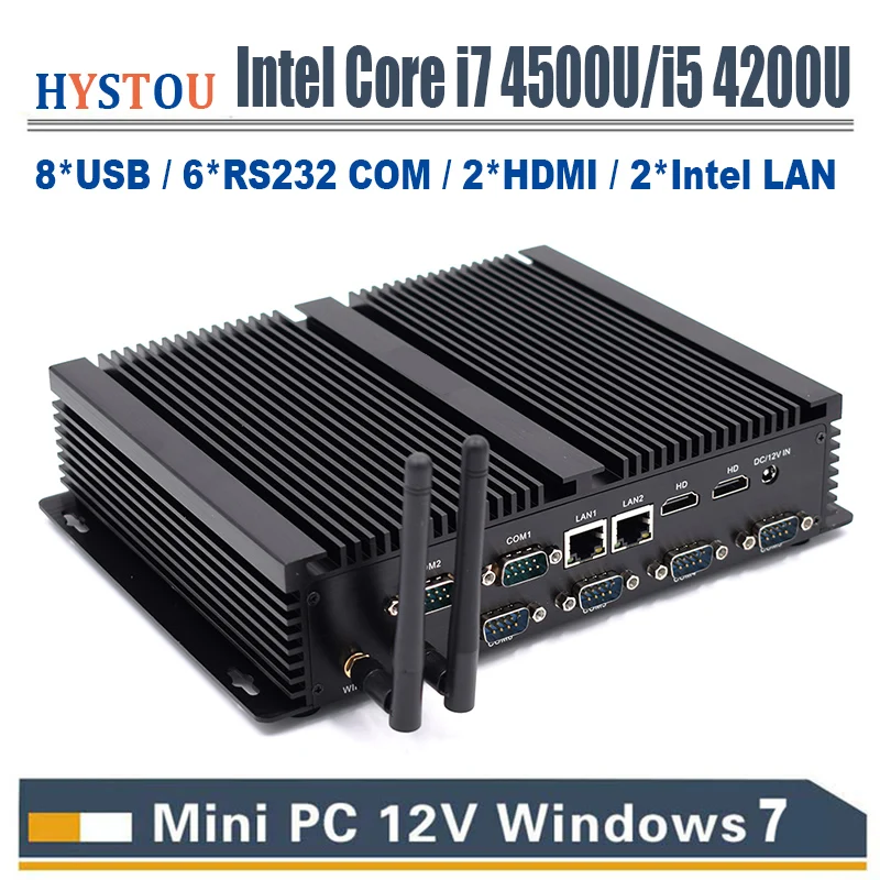 Безвентиляторный industial Мини ПК Core i3 4010u Windows 7 10 i7 4500U 2 * Intel Lan 6 RS232 COM i5 компьютер HDMI HD