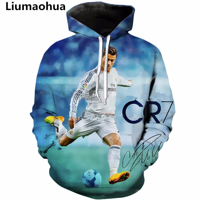 Liumaohua 2018 latest fashion men's hoodie Cristiano Ronaldo 3d printed hooded sweatshirt | Мужская одежда