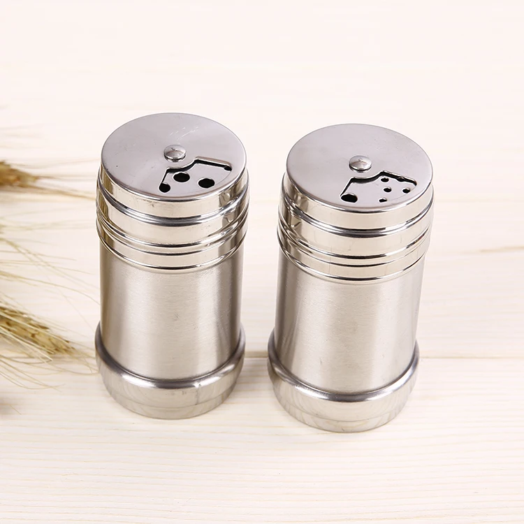 

100pcs/lot Stainless steel Spice shaker Pepper Salt Bottles Condiment Container Kitchen tool Seasoning container