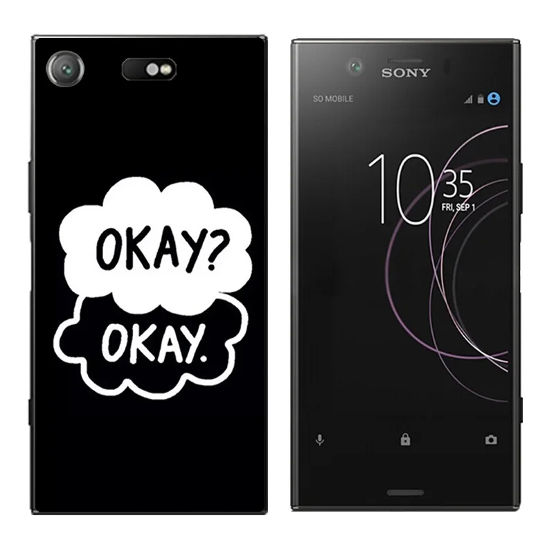 4.6' Cover for Sony Xperia XZ1 Compact Phone Cases Black Letters Printing Coque Z1 Soft Silicone TPU Shell |