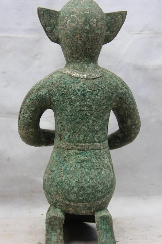 USPS to USA S1123 19 China Dynasty Old Bronze Silver-Gilt Qin Shi Huang Yong people servant Statue B0401 | Дом и сад