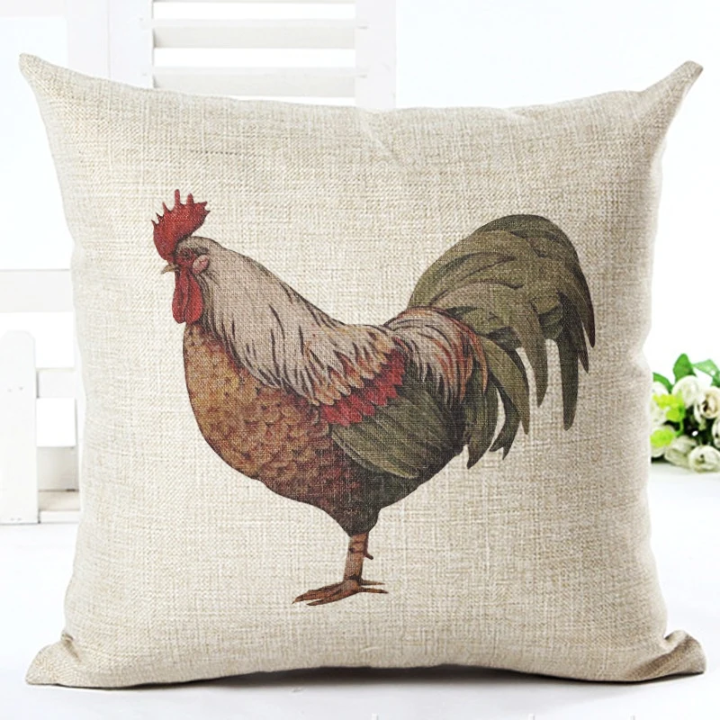 Красочный Петух хлопок и лен с принтом наволочка для декоративных подушек