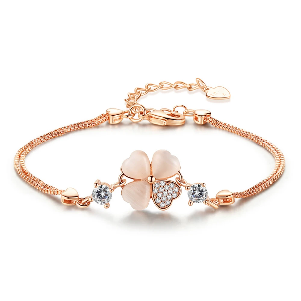 Женский браслет с четырехлистным клевером ювелирное изделие ручной работы