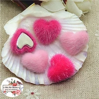 50pcs pink flatback hairy fabric covered round buttons home garden crafts cabochon scrapbooking diy 16mm