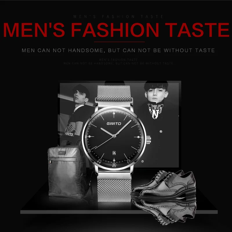 

GIMTO Brand Luxury Men Watch calendar Steel Business Quartz Wristwatch Luminous Male Military Watches Sport Reloj Hombre Relogio