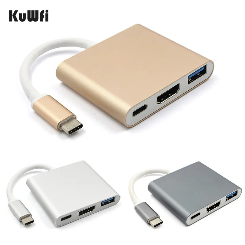 Тип C USB Зарядное устройство 3 1 для 4K HD MI USB3.0 адаптер в хаб Apple Macbook совместим с Mac OS