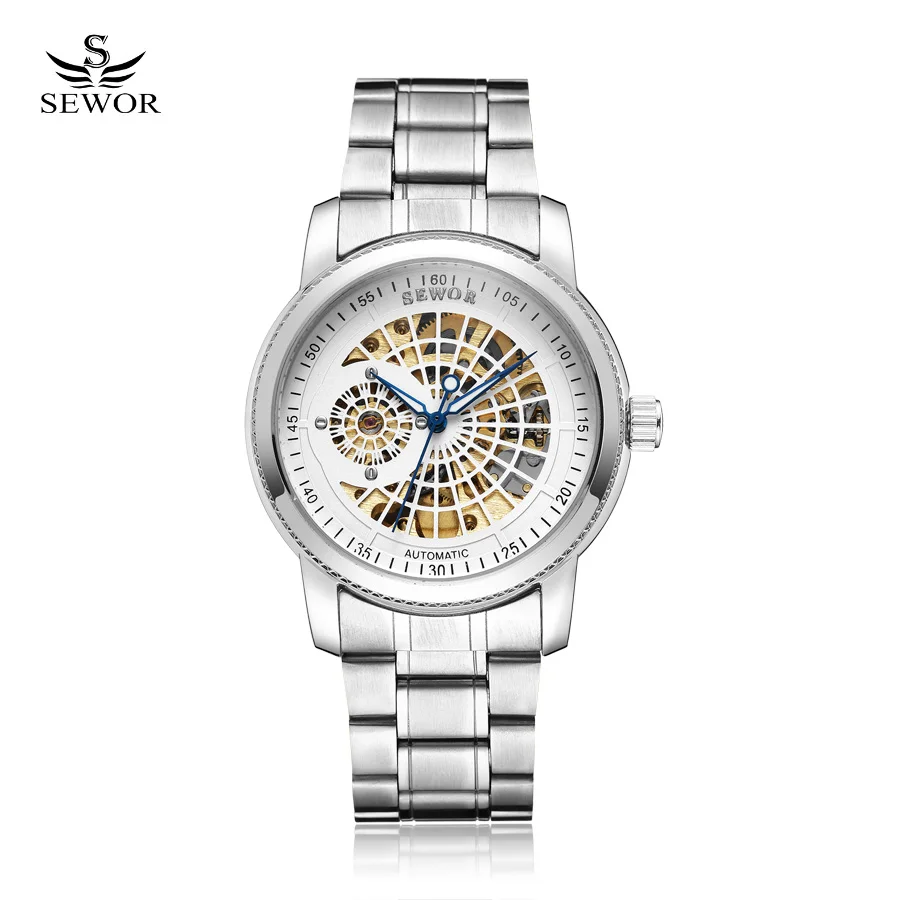 

Mechanical Luxury Skeleton Watches SEWOR Automatic Watch Relogio Male Montre Watch Mens Relojes 3ATM Stainless Steel Strap