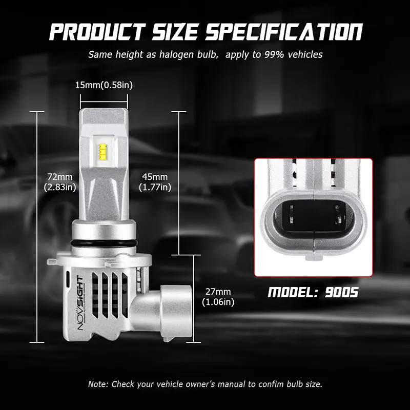 9005 6000k Novsight H7 H4 Led автомобилей головной светильник 6000 К 55 Вт 10000lm пара помощи при парковке H11 9005 9006 HB2 Hi/короче спереди и длиннее сзади) Луч Авто противотуманных фар с возможностью креативного Светильник лампы - Испускаемый цвет: 9005 6000k