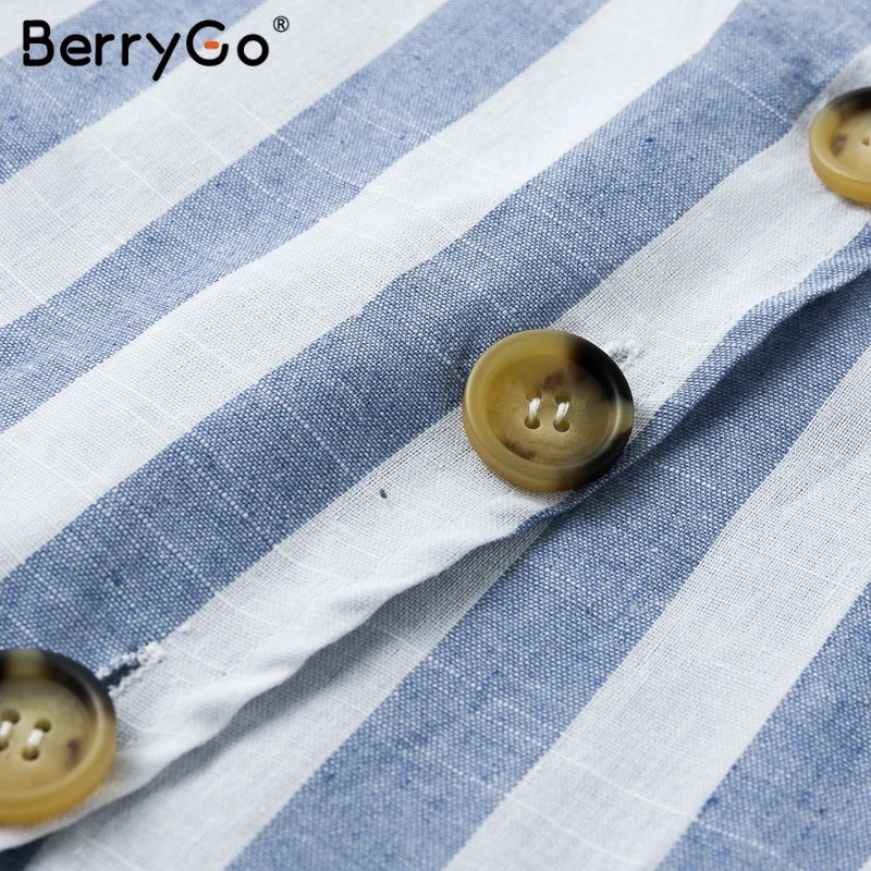 BerryGo винтажные полосатые женские платья летнее короткое платье с v образным