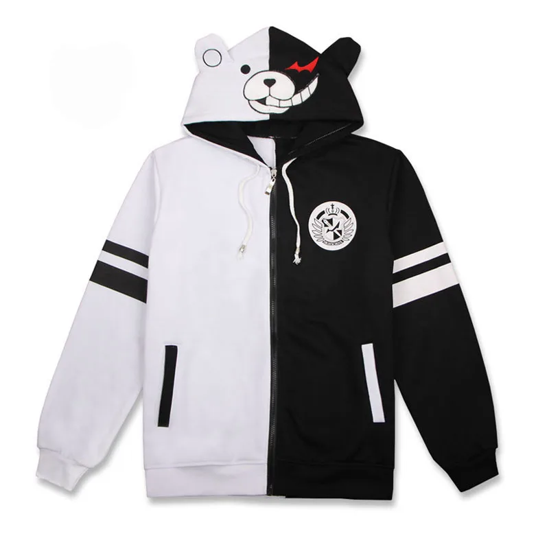 Мужская толстовка на молнии Danganronpa Monokuma повседневная хлопковая с капюшоном и