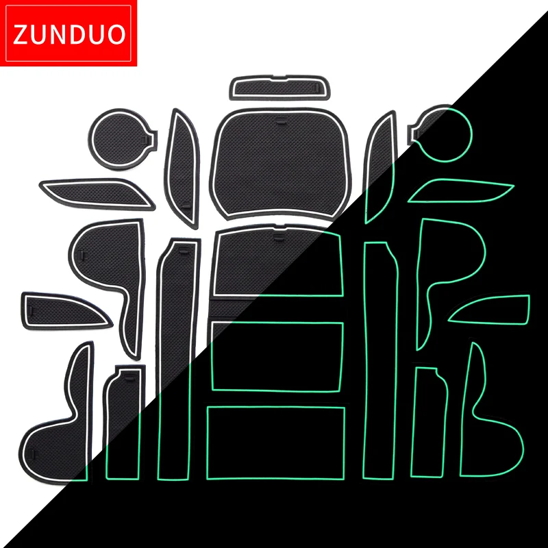 

ZUNDUO for Hyundai SANTAFE IX45 2013 - 2015 Anti-Slip Gate Slot Cup Pad Interior Accessories Door Mat Non-Slip Mats Rubber