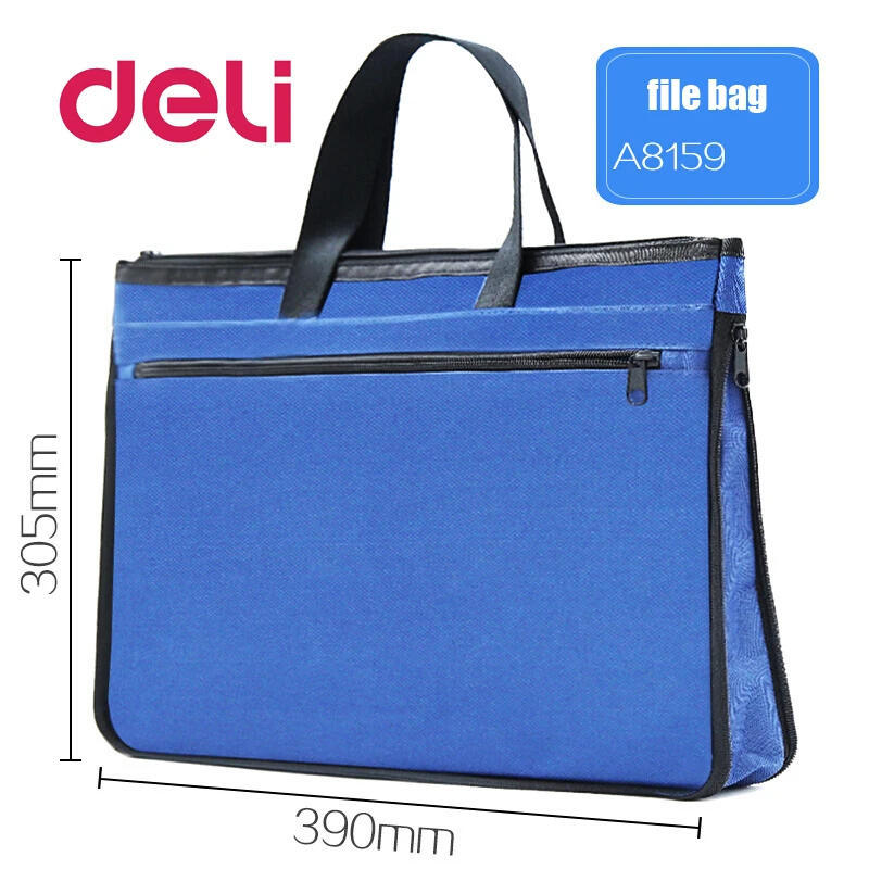 Deli, 1 шт., большая емкость, двухслойный держатель для документов, на молнии, Сумка для документов, с ручкой, водонепроницаемая, холщовая, для документов, бизнес