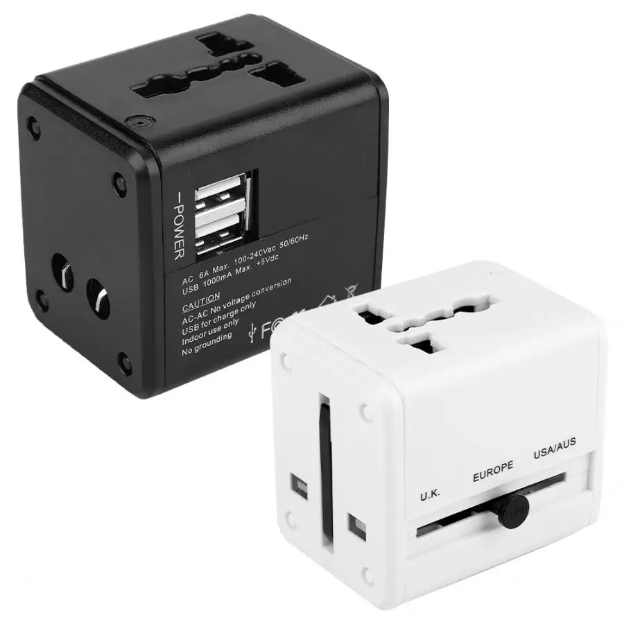 Многофункциональный дорожный адаптер с двойным USB разъемом для путешествий