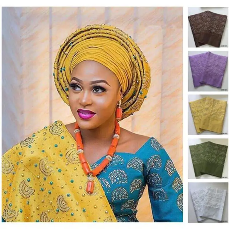 Африканский головной убор Aso Oke с красивыми камнями и бусинами нигерийская