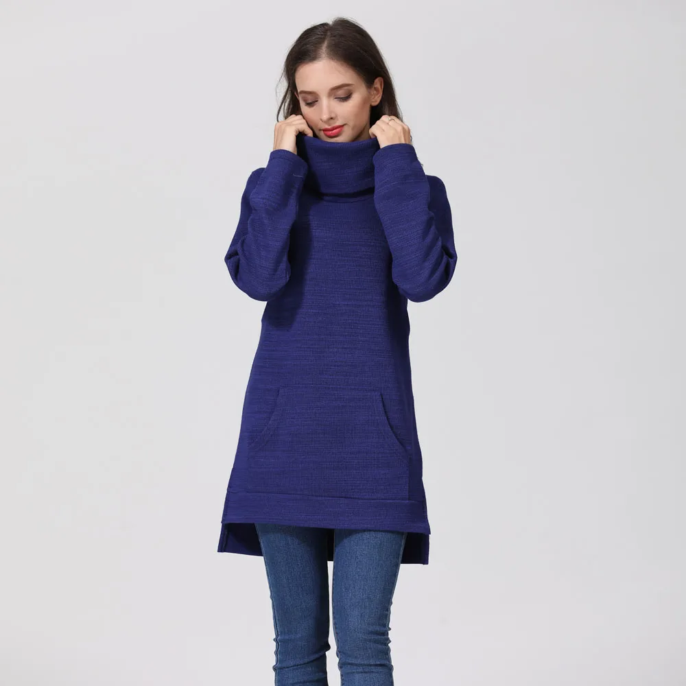 Emotion Moms Elegant Maternity Clothes Thermal breastfeeding Coat Turtle Neck Nursing Sweaters Hoodie the Colour of Dark Blue