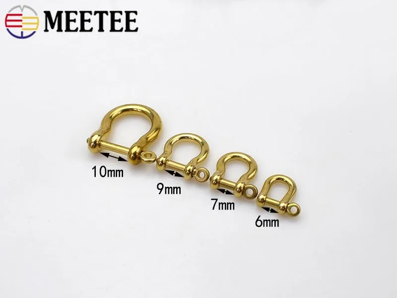 Meetee 4/10 шт 6 мм 7 мм, 9 мм, 15 мм металлический мешок пряжки твердая латунь Сережка D кольцо в виде застежки пряжки ювелирные изделия DIY кожаная сумка аксессуар для рукоделия F1-46