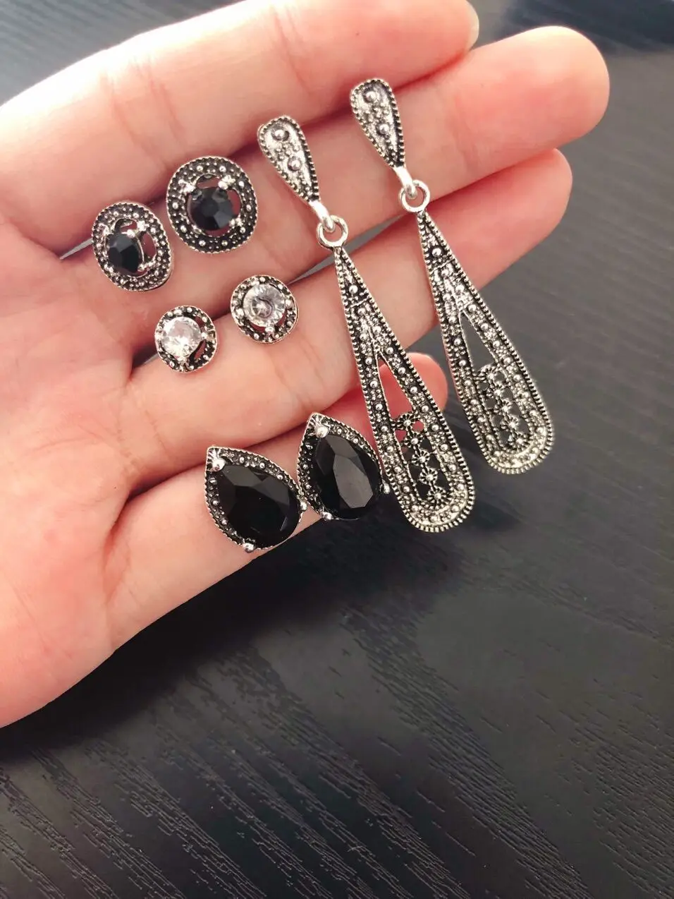 Женский винтажный Комплект сережек 4 пар/компл. серьги с кристаллами в богемном
