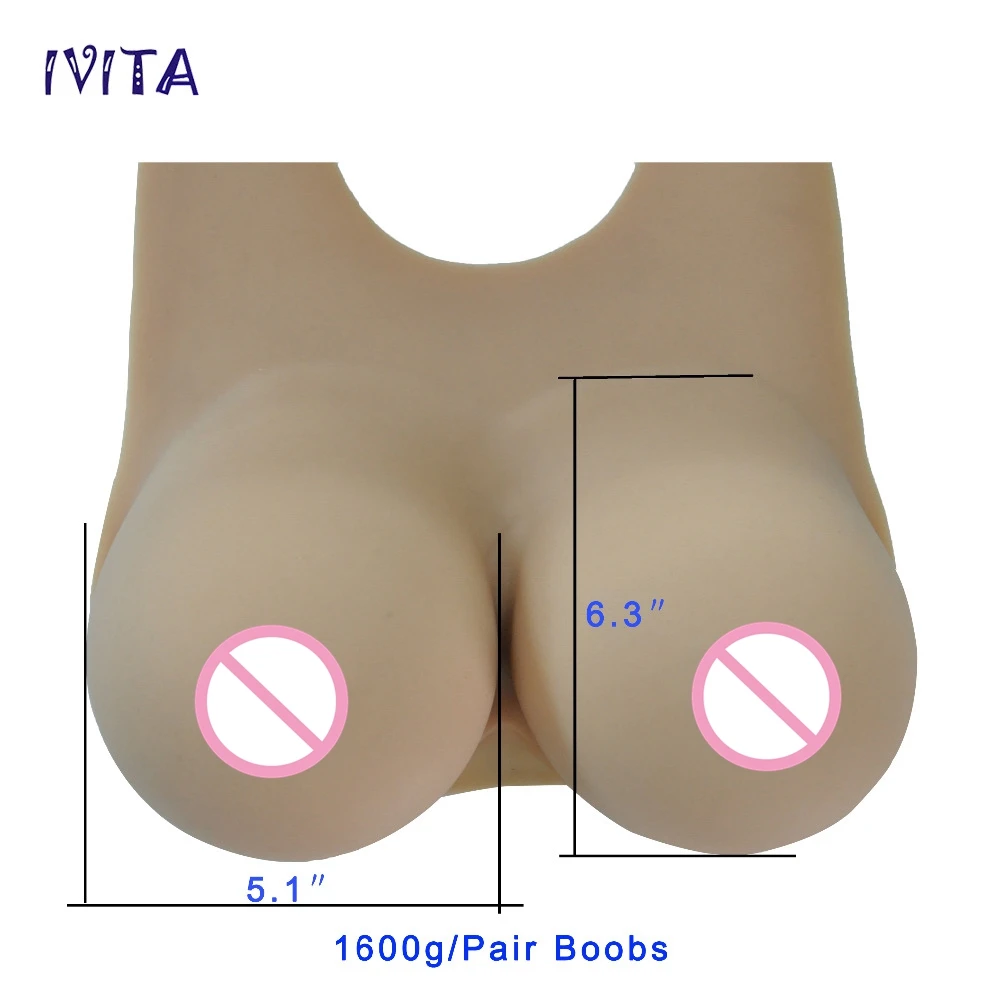 Реалистичная силиконовая форма для груди IVITA 1600 г Suntan мягкая на ощупь