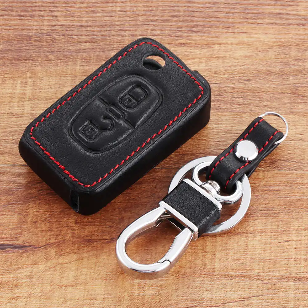 Автомобильный Стайлинг брелок для ключей из натуральной кожи с пряжкой Peugeot RCZ 107