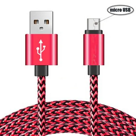 200 шт. 1 м металлический сплав ткань нейлон плетеный кабель Micro USB свинцовое