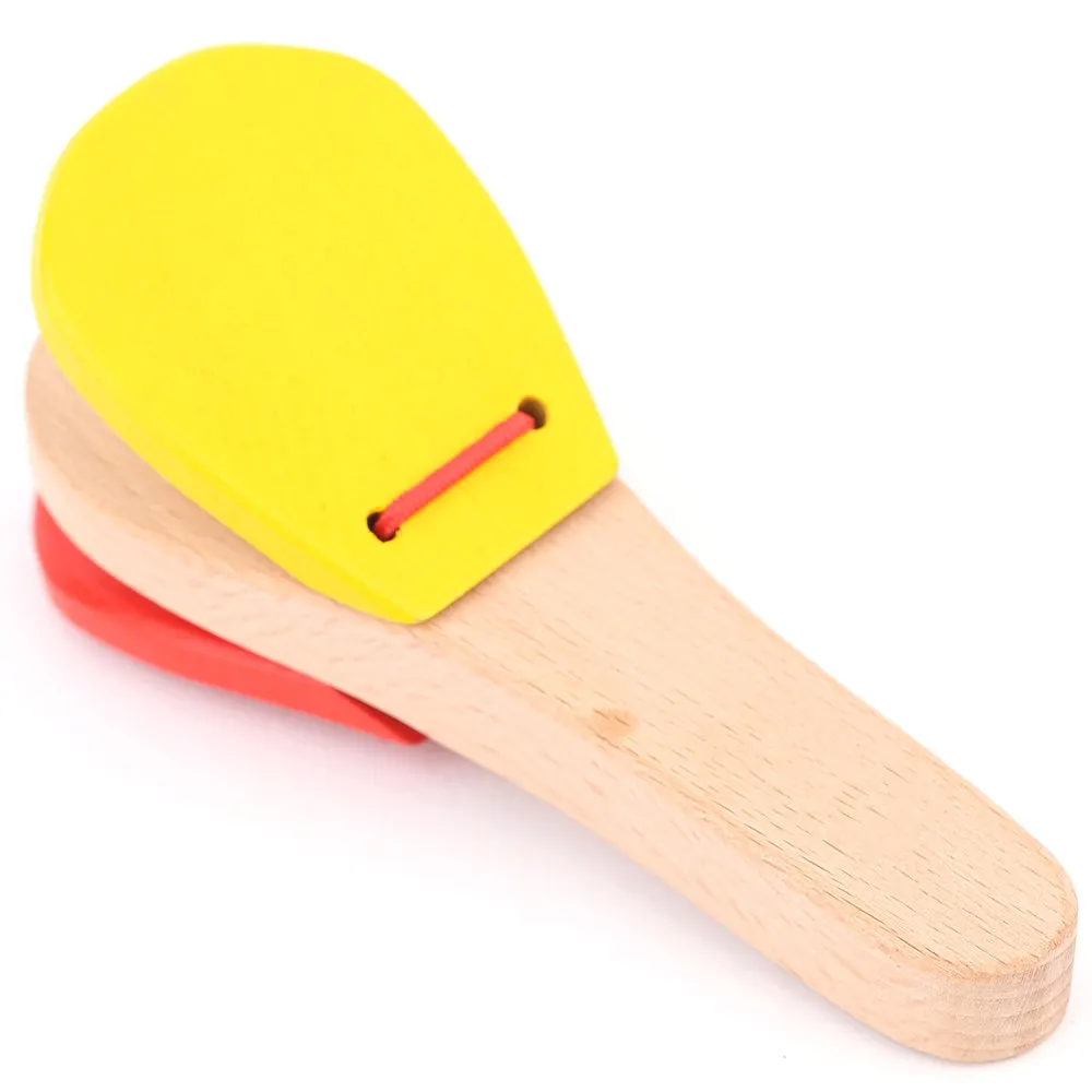 Детская Деревянная Игрушка музыкальный инструмент Castanet Clapper Handle игрушка для
