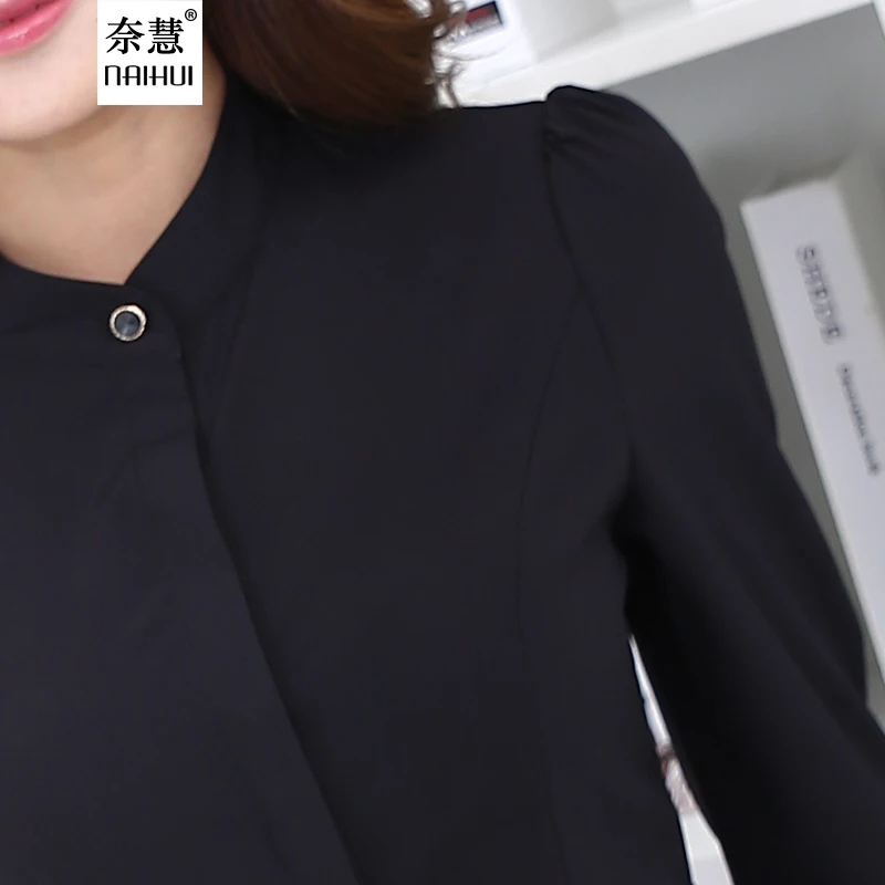 Lenshin Осенняя модная черная рубашка Женская рабочая одежда топы с длинными