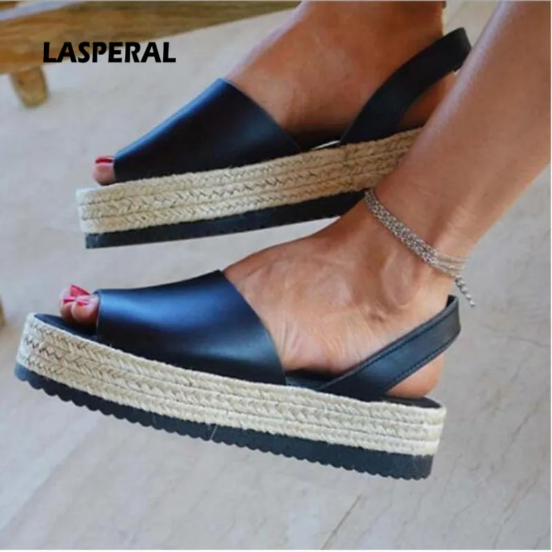 LASPERAL обувь сандалии на платформе для женщин Женская летняя плоской Тканые