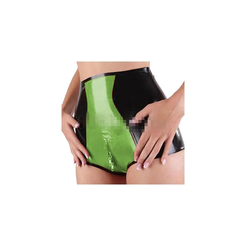 

100% Latex Rubber Gummi Sexy Shorts Briefs Crotch Zipper Size XXS-XXL