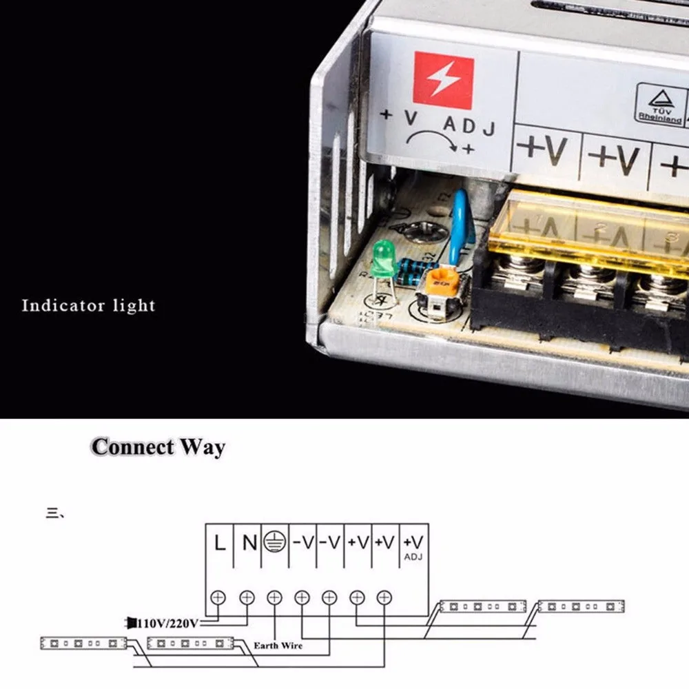 AC 110 V-220 V постоянного тока до DC5V 12V 24V 10A/15A/20A/40A/60A переключатель Питание адаптер для Светодиодные ленты светодиодный лента в полоску 3D-принтеры