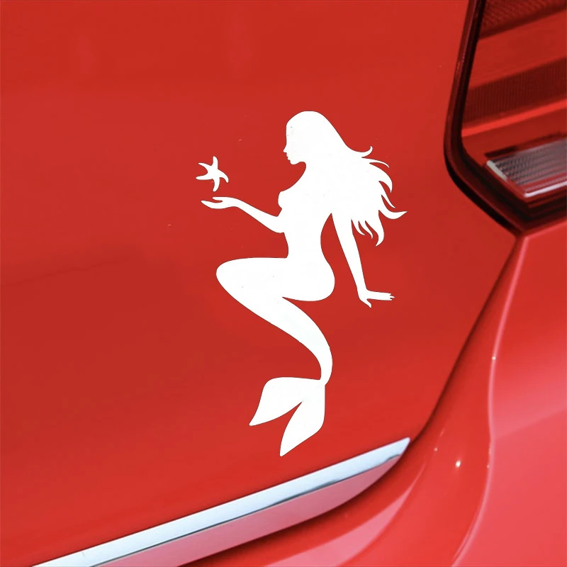 

12*19CM Mermaid Starfish Fish Stylish Cartoon Car Styling Stickers Cool Car Window Decoration Accessories