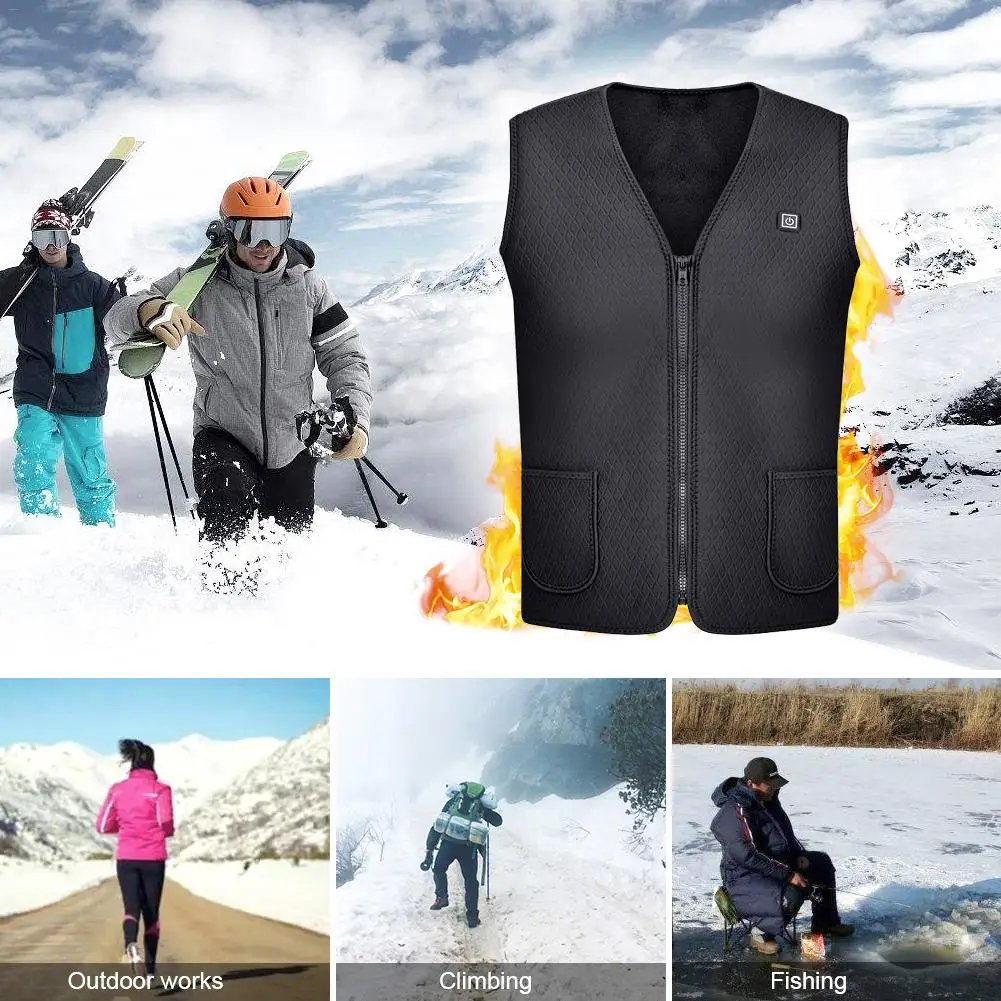 

Men Women Outdoor USB Infrared Heating Vest Winter Flexible Electric Thermal Clothing Waistcoat For Sports Hiking Fishing