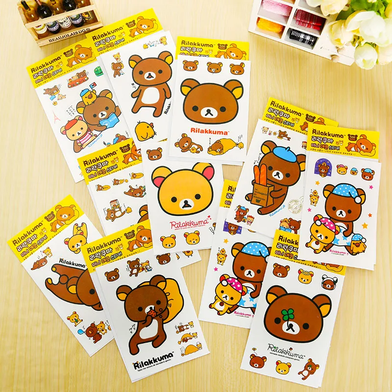 5 pieces/lot cute Rilakkuma paper sticker PVC decoration for album phone scrapbooking korean stationery | Канцтовары для офиса и