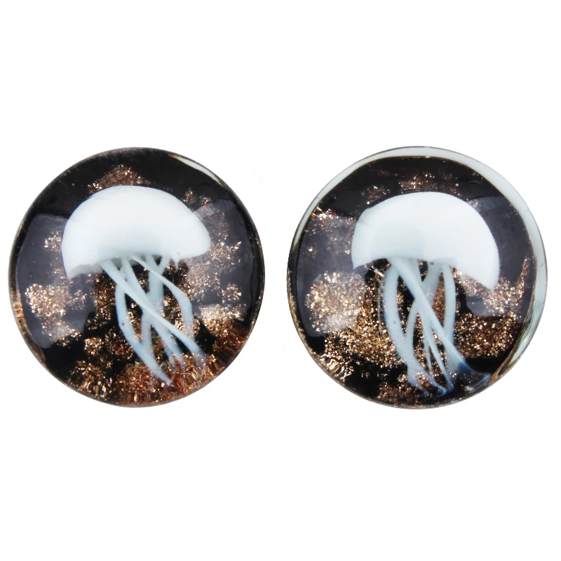 New 8-16mm A Pair of Glass Ear piercing Fashion Double Flared White Jellyfish earrings Plugs Translucent ocean body jewelry | Украшения и