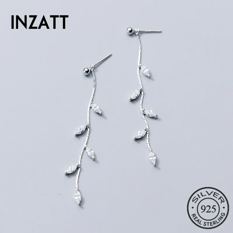INZATT Boho, настоящее 925 пробы, серебро, циркон, плетеная цепочка, кисточки, висячие серьги, элегантные аксессуары для женщин, вечерние ювелирные изделия