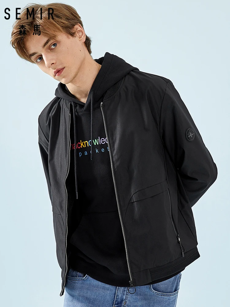 SEMIR мужская бейсбольная куртка куртка-бомбер на молнии с карманом спереди мода
