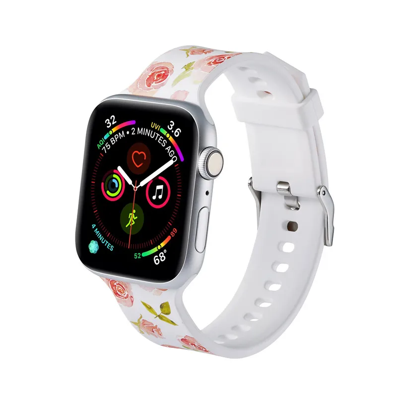 Дизайнерский силиконовый ремешок для наручных часов для Apple Watch серии 5/4 40 мм 44 мм спортивный браслет для iWatch 3 2 1 42 мм 38 мм