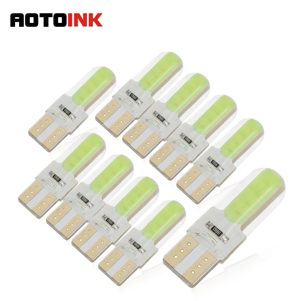 

AOTOINK 10 шт. T10 W5W светодиодный светильник для салона автомобиля силикагель 168 COB маркер Лампа 12В 194 501 боковая клиновидная парковочная лампа авт...