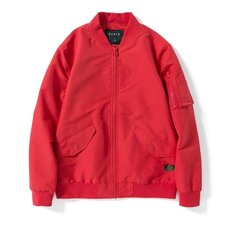 red SEMIR, мужская куртка-бомбер, мужская бейсбольная куртка с карманами на молнии, Мужская водонепроницаемая куртка на молнии с передним карманом, модная - Цвет: red