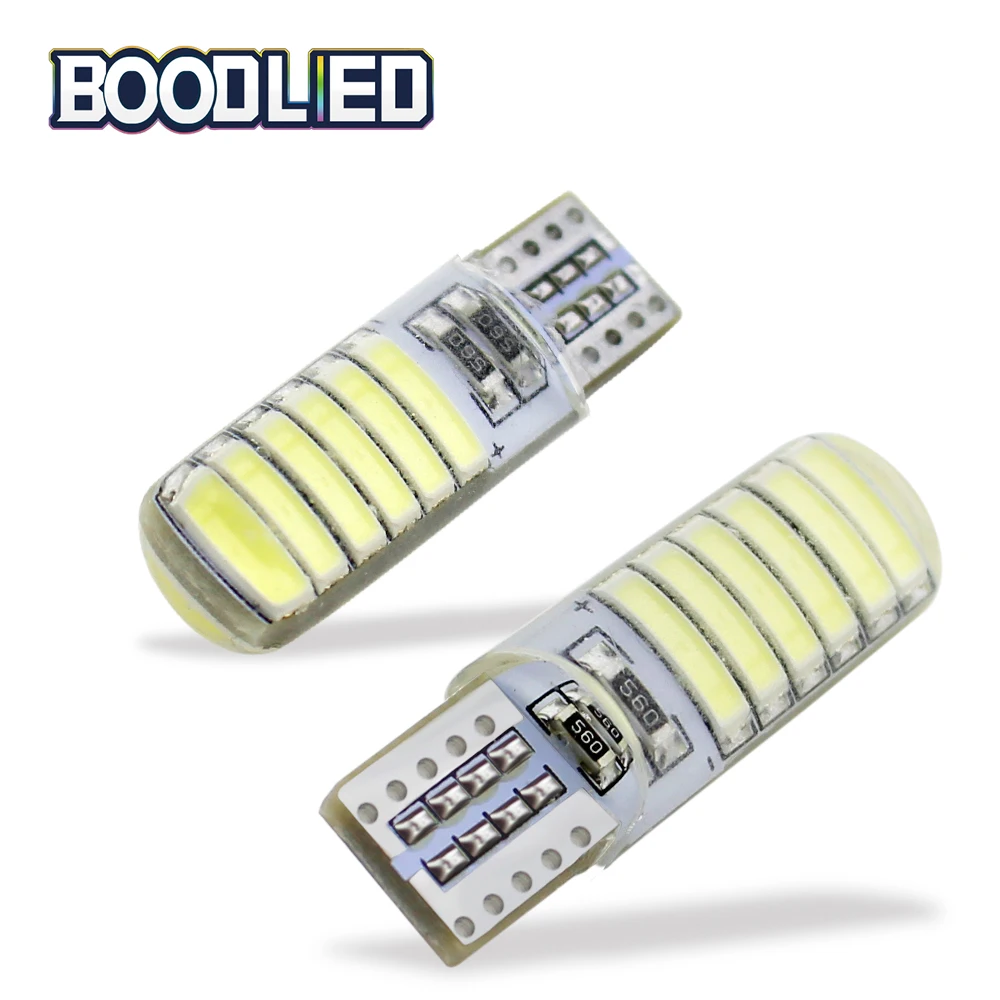So.k 2pcs Автомобильный светодиодный светильник T10 силикагель 7020 SMD Авто Canbus