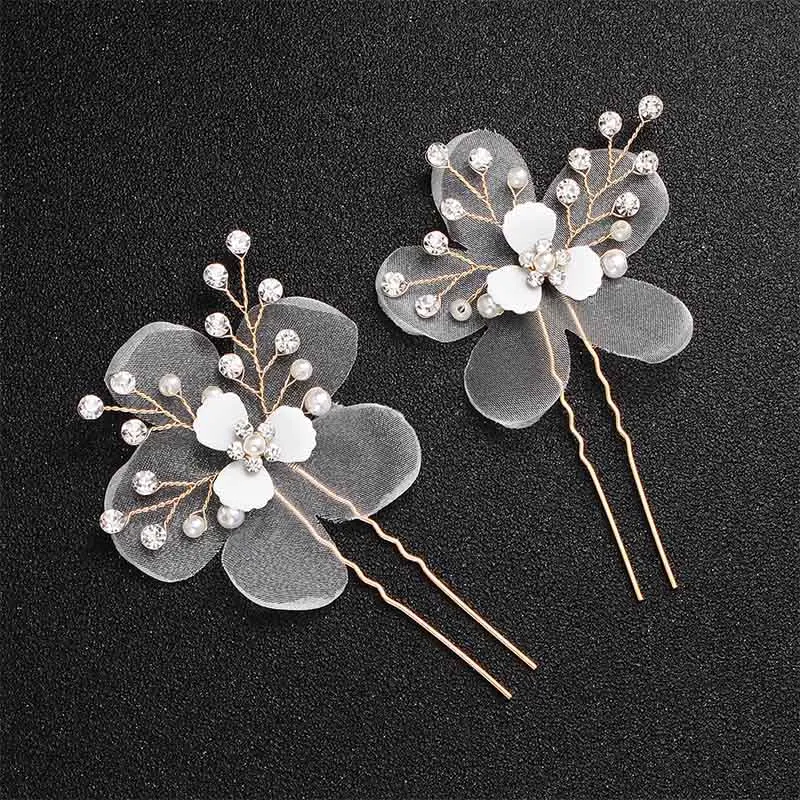 2pcs Gold Miallo новейшие модные свадебные заколки ручной работы, свадебные аксессуары для волос, украшения для волос, заколки для волос с кристаллами для женщин - Окраска металла: 2pcs Gold