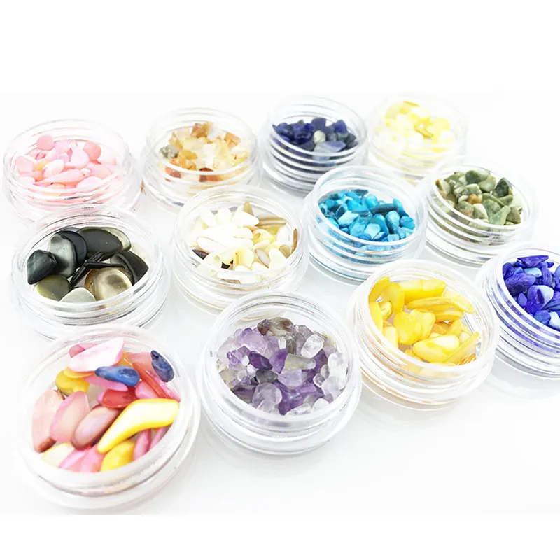 12 цветов натуральный камень камни нефрит стразы дизайн ногтей хрустальный в