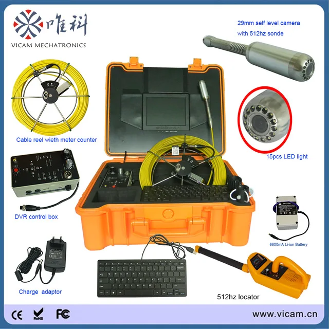 Vicam V8 1288TC 512 Гц датчик 50 м Стекловолоконный кабель водонепроницаемая камера для